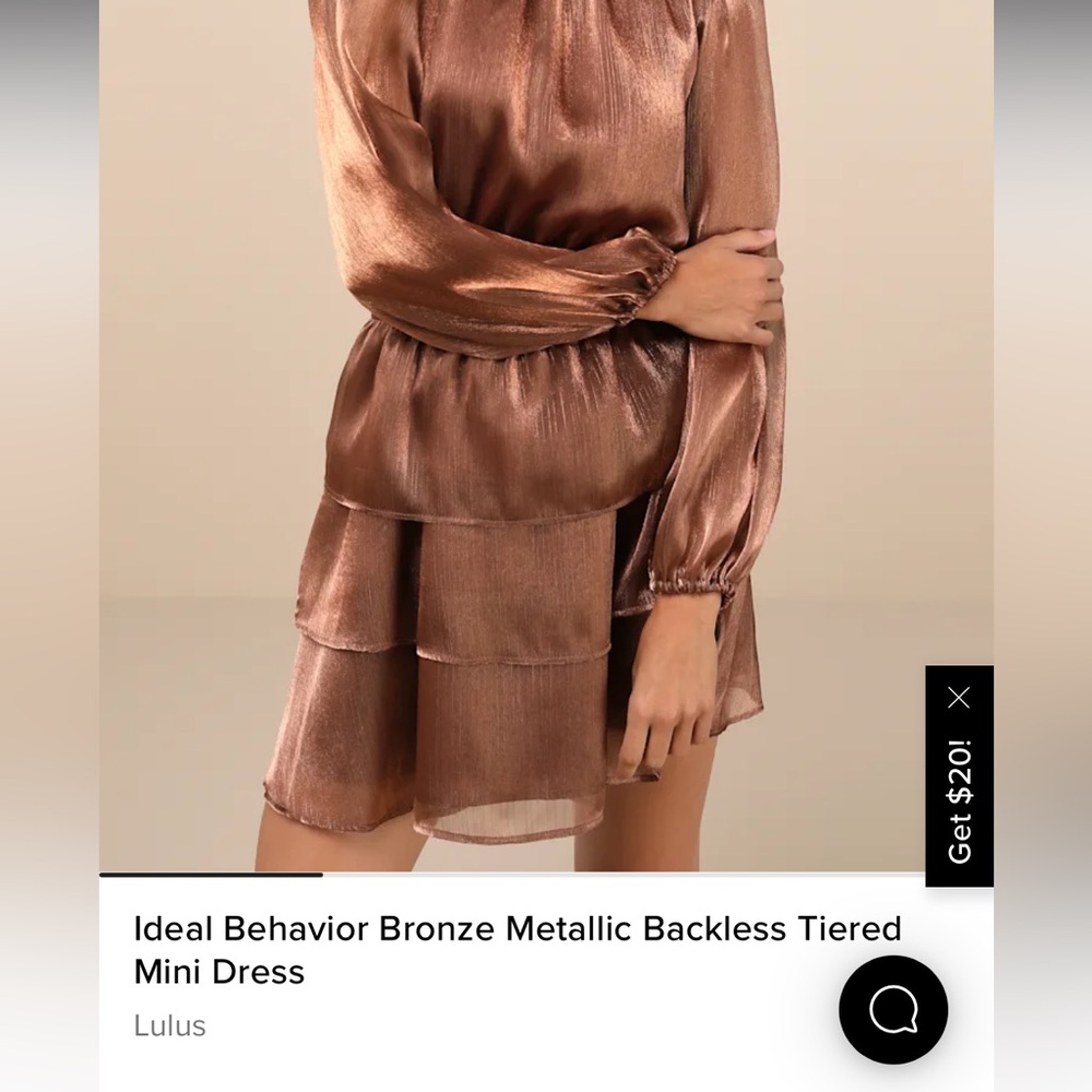 Lulu's Bronze Metallic backless tiered mini dress - Picture 5 of 5